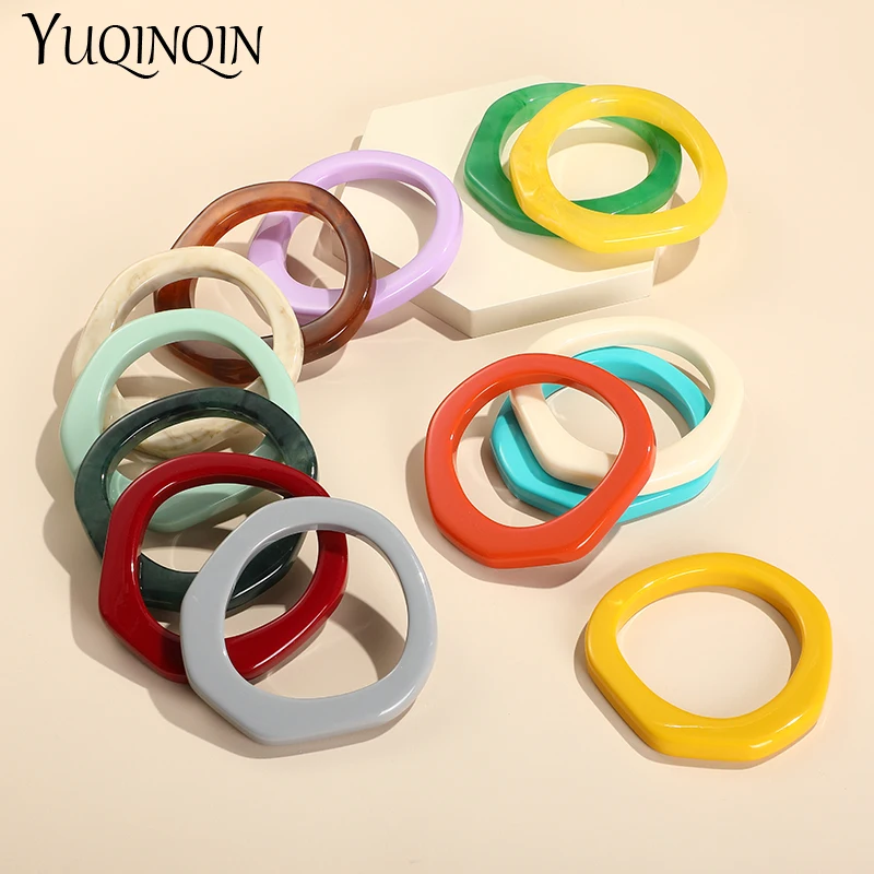 Multicolor Colorful Acrylic Fashion Bangles for Women Girl Geometric Irregular Round Indian Bangle Bracelets with Designer Charm