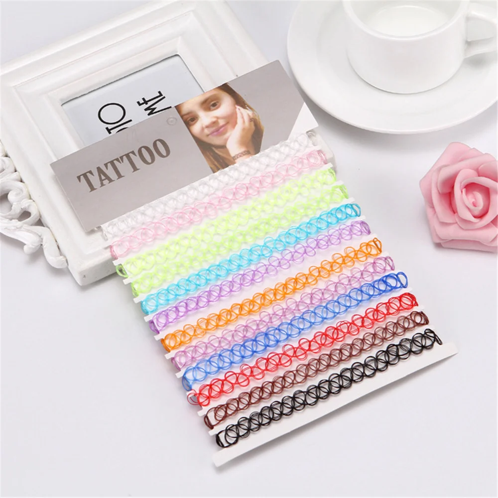 Set 20 Collane Tatuaggio - Elastiche, Gotiche, Per Ragazze (20 Colori
