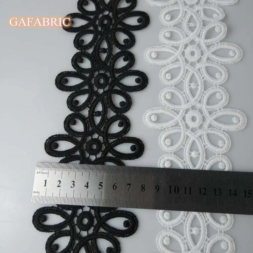 Embroidered Lace-Trim 7-8 cm Wide Applique Milk silk lace for Clothes Home Textiles Apparel Sewing Strip Trimmings Lace Fabric