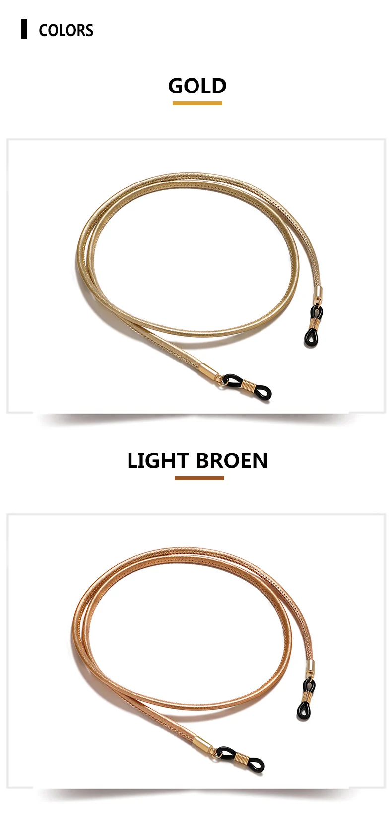Anti-Rutsch-Premium-PU-Leder String Brille Seil Brille Lanyard dicke Band Kordel halter neue Brillen Kette für Männer Frau – Detail 6