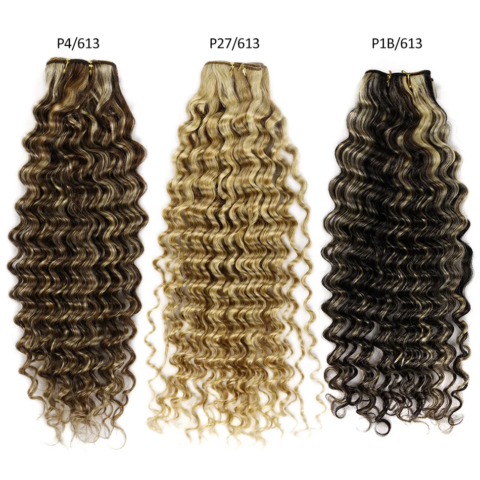 BHF Highlight Deep Wave Bundles Human Hair Extensions Ombre P4/27 Brazilian Deep Wave Bundles Remy Natural Hair