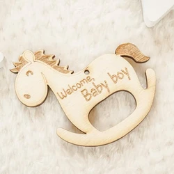 20pcs Welcome Baby Boy Rocking Horse customized wood tags craft wood wood decor