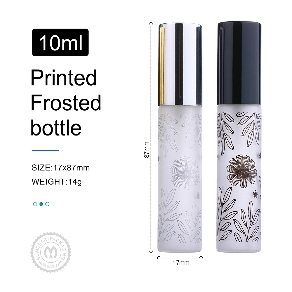 100 Pcs/Lot 10ml Leaf Pattern Frosted Perfume Bottle Glass Atomizer  Aluminum Cap Spray Travel Bottles