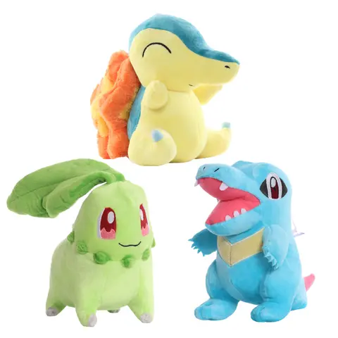 Pokemon Anime Pikachu Cyndaquil Chikorita Totodile Kawaii Plyschleksak fylld docka Jul Halloween presenter för barn 10 best sales Yoshi-leksak - №8