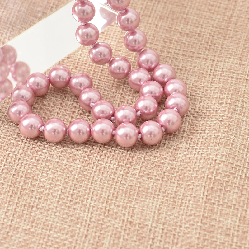 Glouries Pink Pearls Beads 8mm Size For Diy Long Imitation Pearls Enchanted Necklace 36inch Female Jewelry Wholesale H862