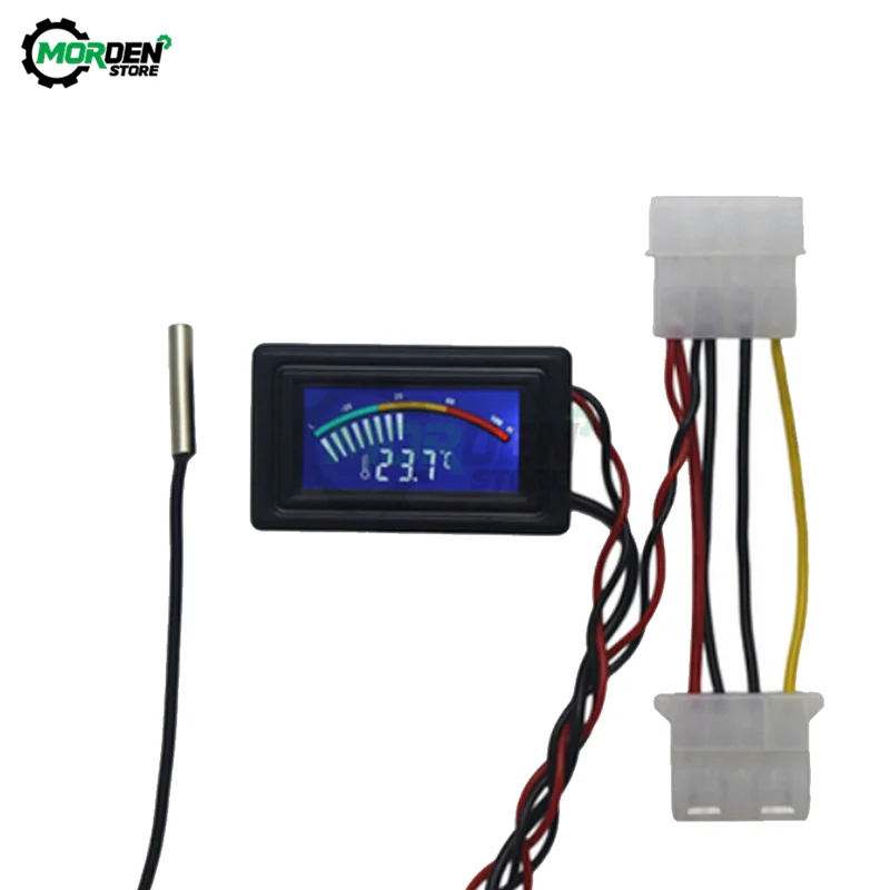 DC 4-25V LCD cyfrowy termometr niebieskie podświetlenie wyświetlacz miernik temperatury analogowy termometr z 10K metalową sondą NTC