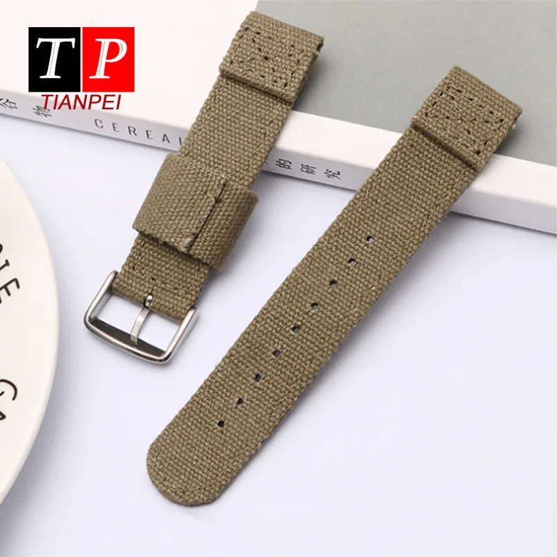 Thickened canvas watch belt for SEIKO 5/casio/citizen 18mm 20mm 22mm watch strap sports ventilation men\'s watch band comfortable