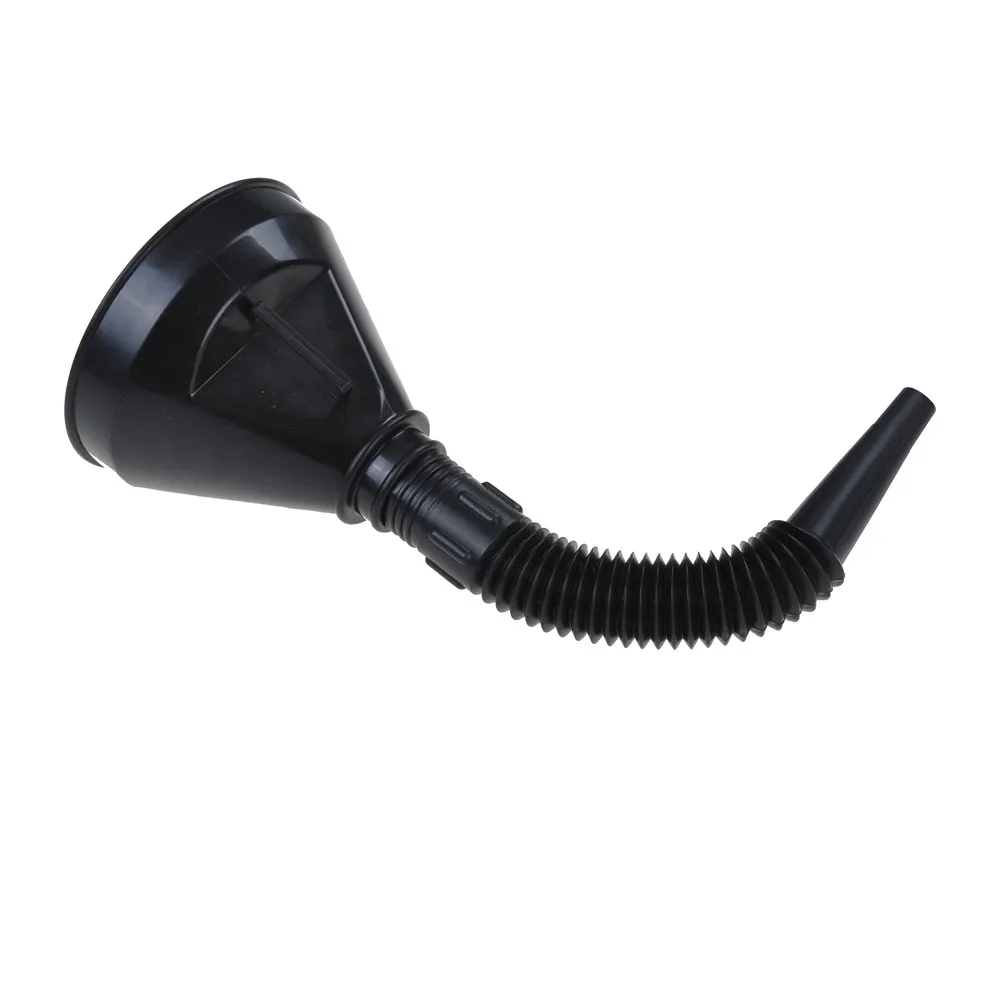 Black 2 In 1 Plastic Funnel Can Spout For Oil Water Fuel Petrol Diesel Gasoline