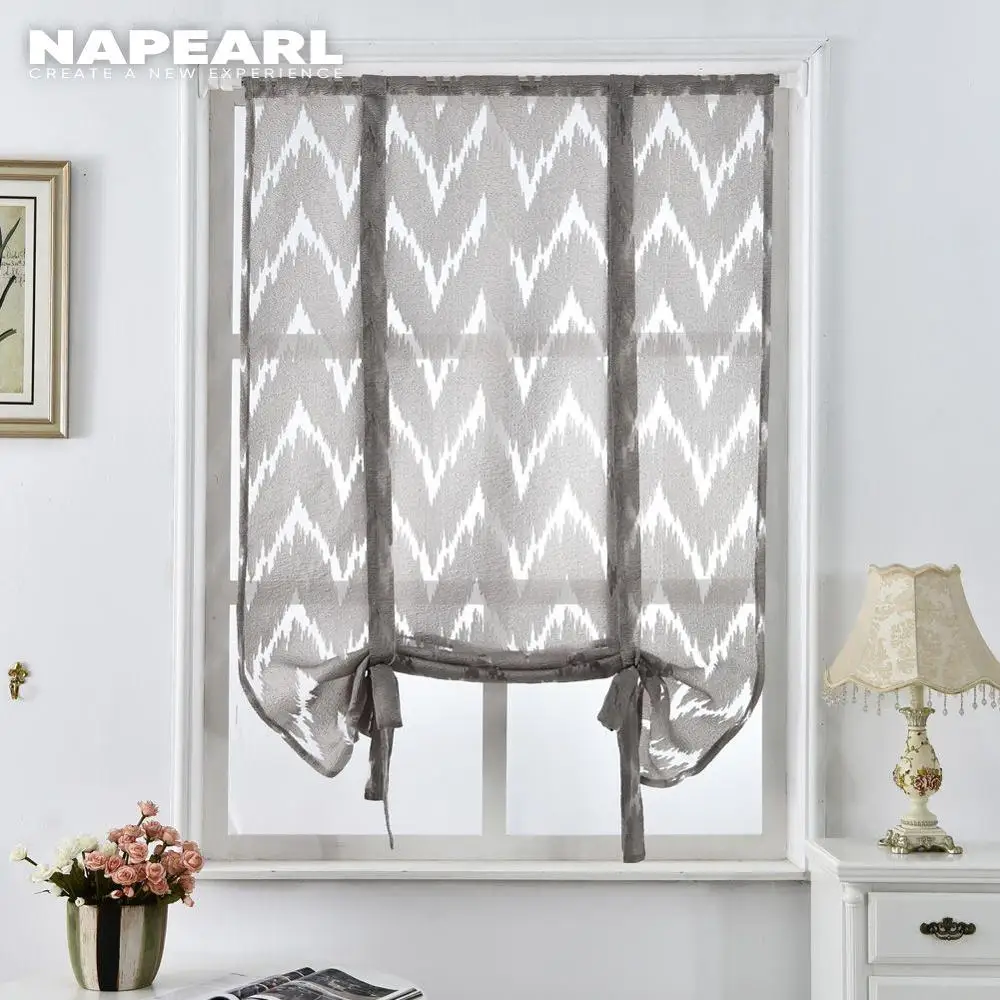 NAPEARL Kitchen Short Curtains Window Treatments Roman Blinds Jacquard Striped Home Textile Decorative Cafe Balcony