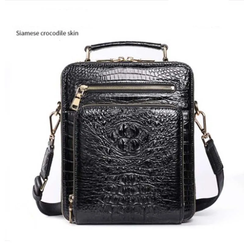 

moben Thailand crocodile leather bag male Single shoulder bag large capacity Inclined shoulder bag business male handbag