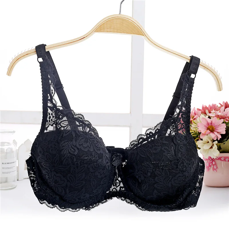 Big size Lace Floral Embroidery Bra big thin cup Push Up Bra For Women Sexy Lingerie Comfortable Adjustable t shirt lady Bra