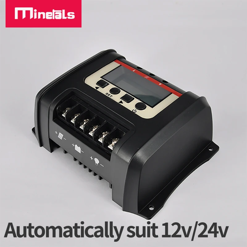 Controlador solar pwm 12v/24v 30a 40a com display lcd backlight bateria solar automático células solares placa de carregamento controlador