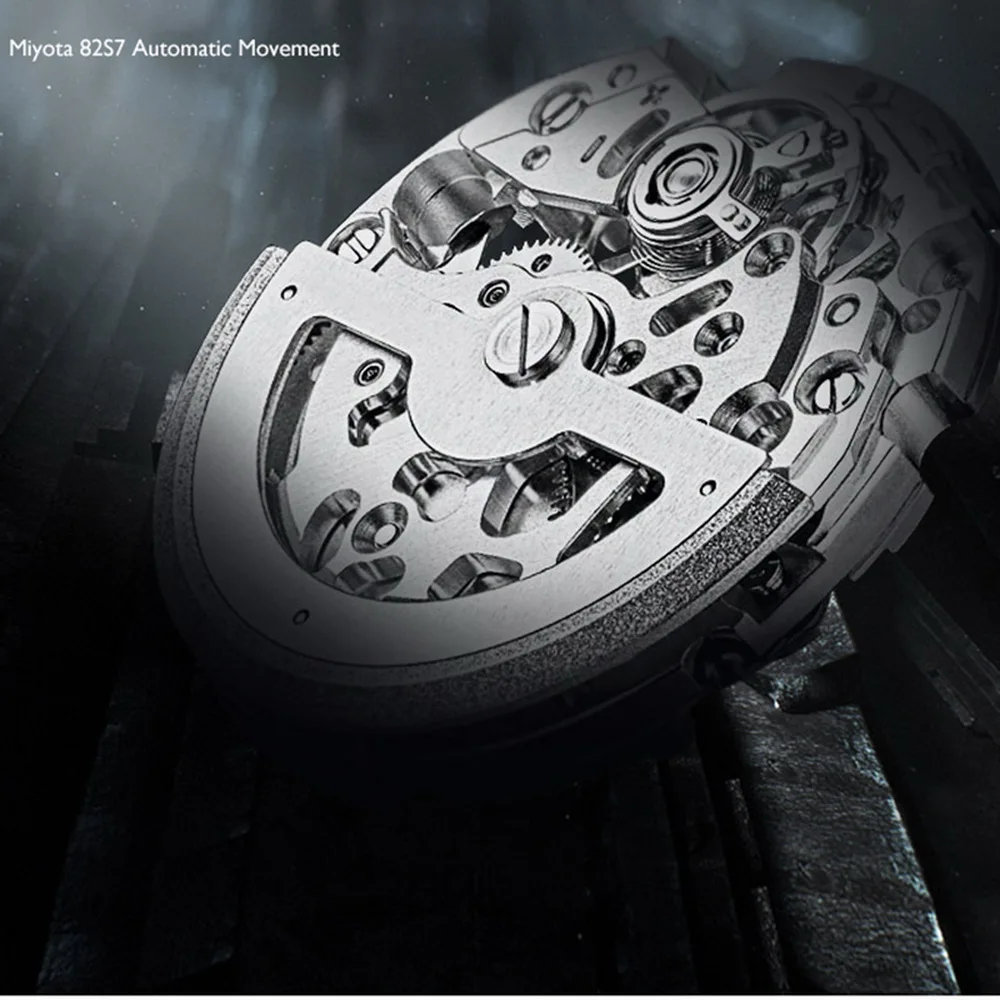 orologio da polso da uomo, orologi automatici da uomo AOUKE orologio da polso meccanico di moda da uomo di lusso cinturino in pelle relogio scheletrato impermeabile