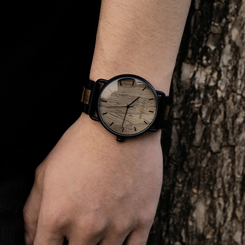 BOBOBIRD-Reloj de madera de acero inoxidable para hombre, pulsera de negocios, el mejor regalo, envío directo