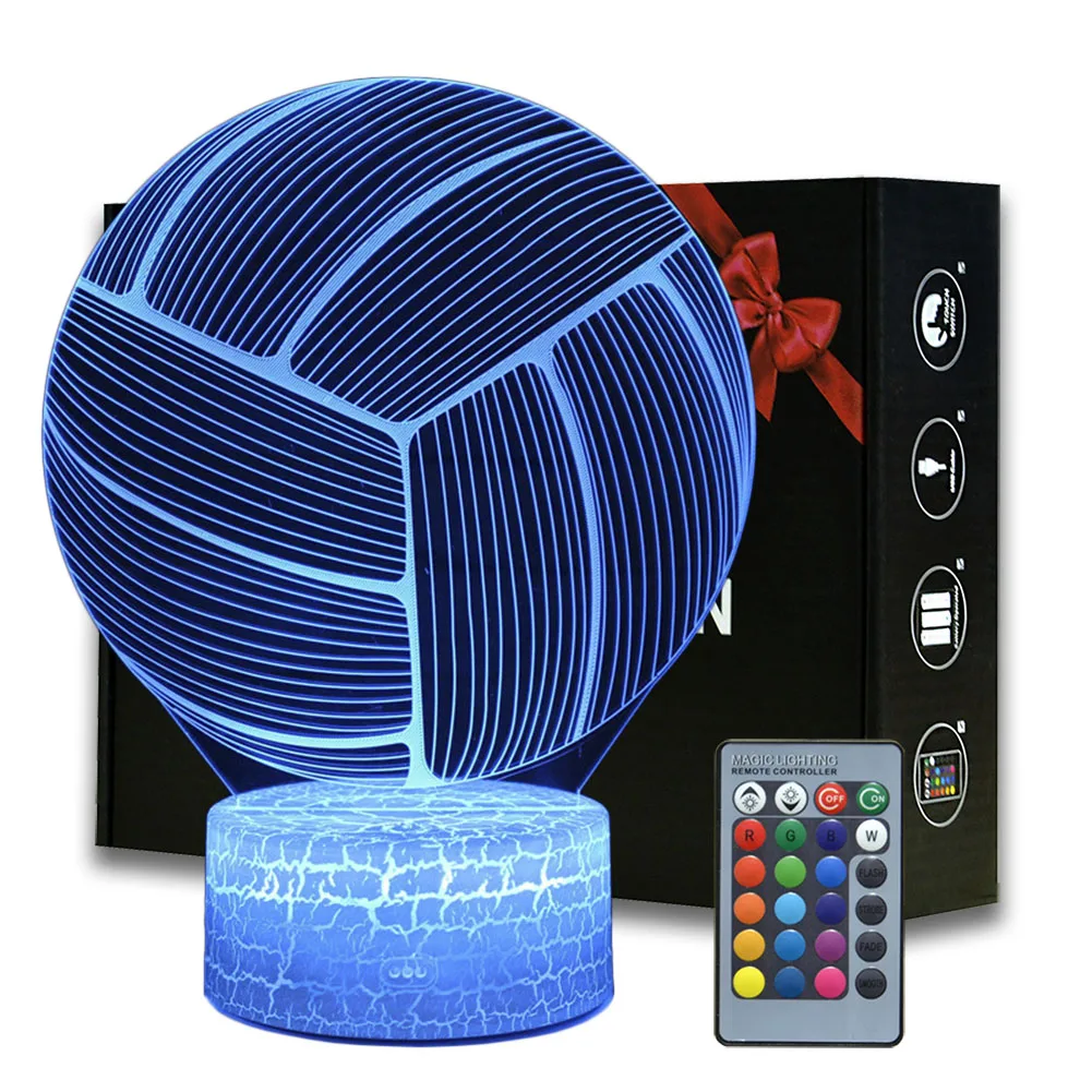 3D Illusion Volleyball Night Light Sports Desk Lamp Kids Bedroom Decoration Lamp Creative Gifts For Birthday Christmas