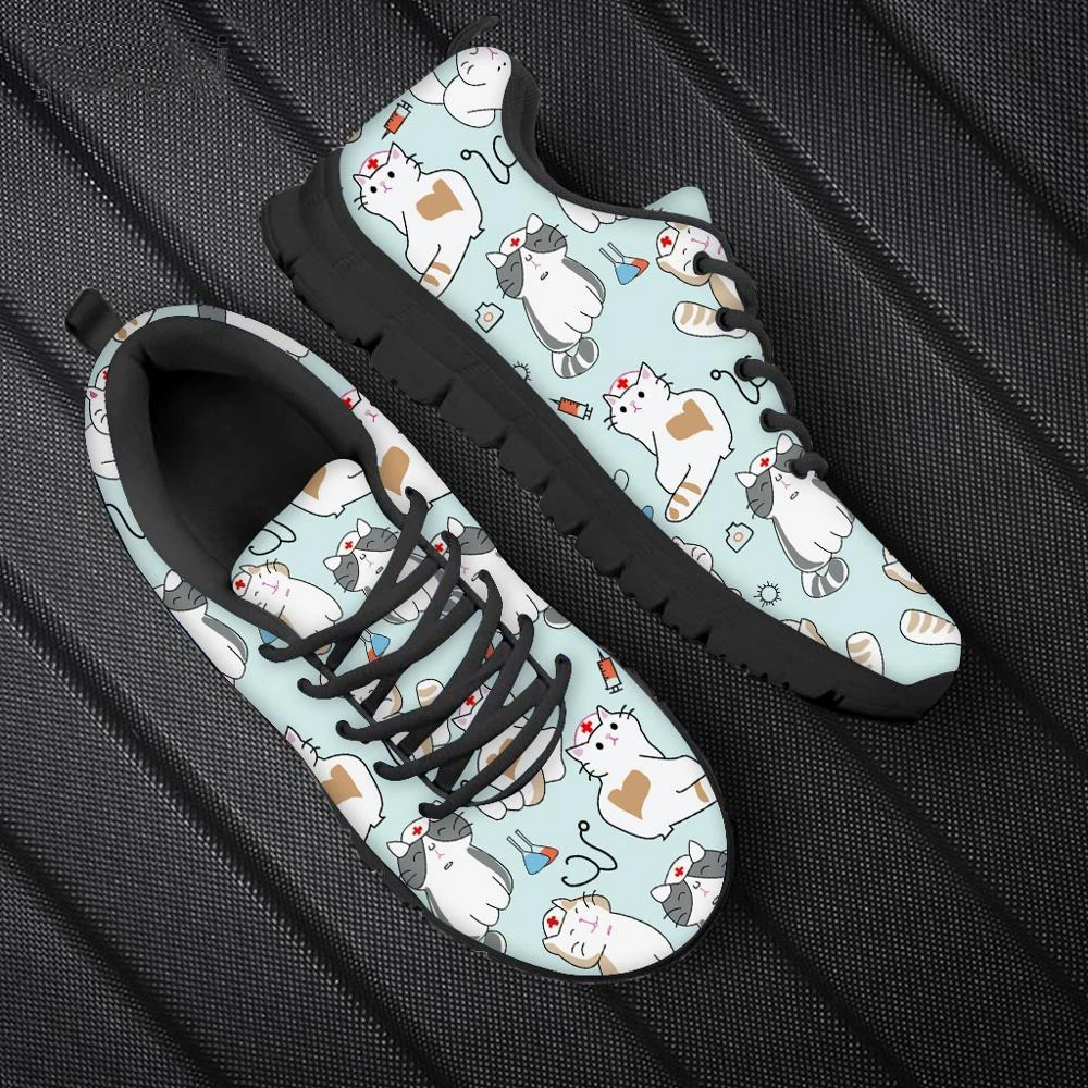 

Ladies Shoes Cute Cartoon Nurse Cat/Kitten Print Woman Flats Sneakers Women Nursing Gifts For Girl Casual Mesh Jogging Shoes