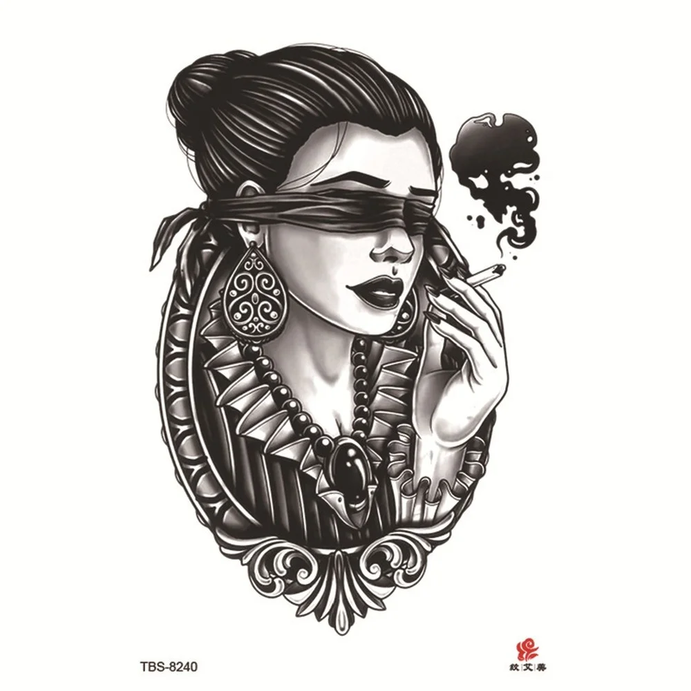 Pegatinas de tatuaje impermeables para mujer, tatuajes temporales de flor  Sexy oscura, realista, máscara de geisha de zorro Rosa Negra falsa,  tatuajes corporales / Tattoo y piercing, image size:1000x1000