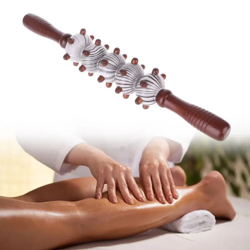 1PCS Wood Massage Stick Roller Massager tool Reflexology Hand Foot Therapy full U2JD