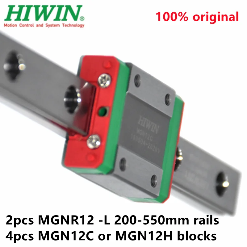 

2pcs Original Hiwin rail MGNR12 -L 200- 550mm + 4pcs MGN12C / MGN12H blocks for cnc