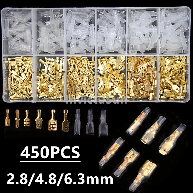 

450PCS 2.8/4.8/6.3mm Crimp Terminals Insulated Seal Electrical Wire Connectors Crimp Terminal Connector Assortment Kit