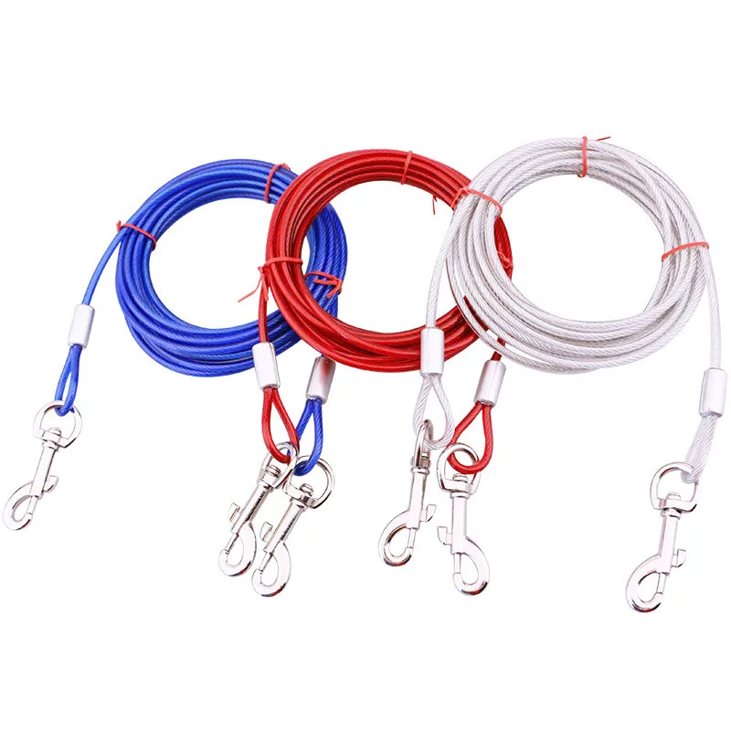 10m/5m/3m Double-ended One-to-two Steel Wire Rope Dog Pile Bolt Dog Leash Dog Chain Iron Chain Fixed Rope Anti-bite Pet Leash