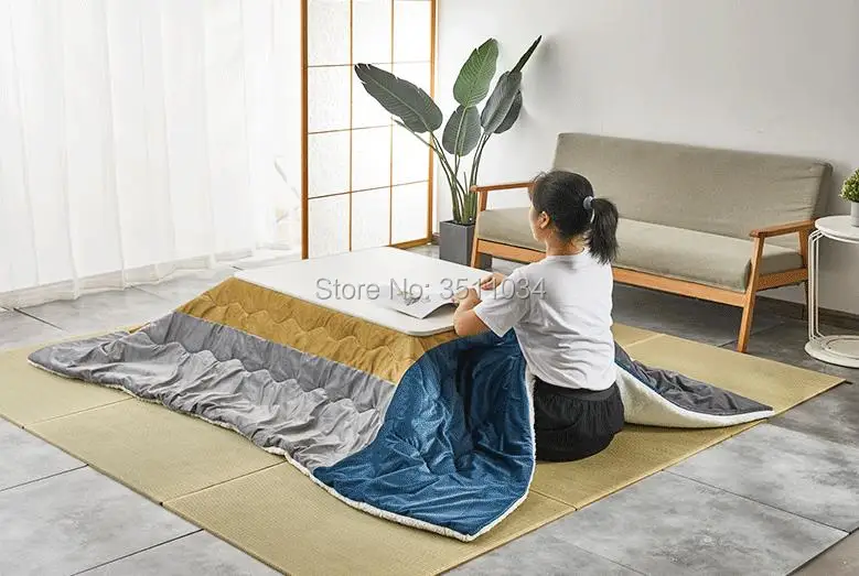 2023 moda zima Kotatsu Futon koc 1Pc Funto + 1Pc dywan 190x19 0cm miękka bawełniana kołdra dla japońskiego Kotatsu stół grzewczy