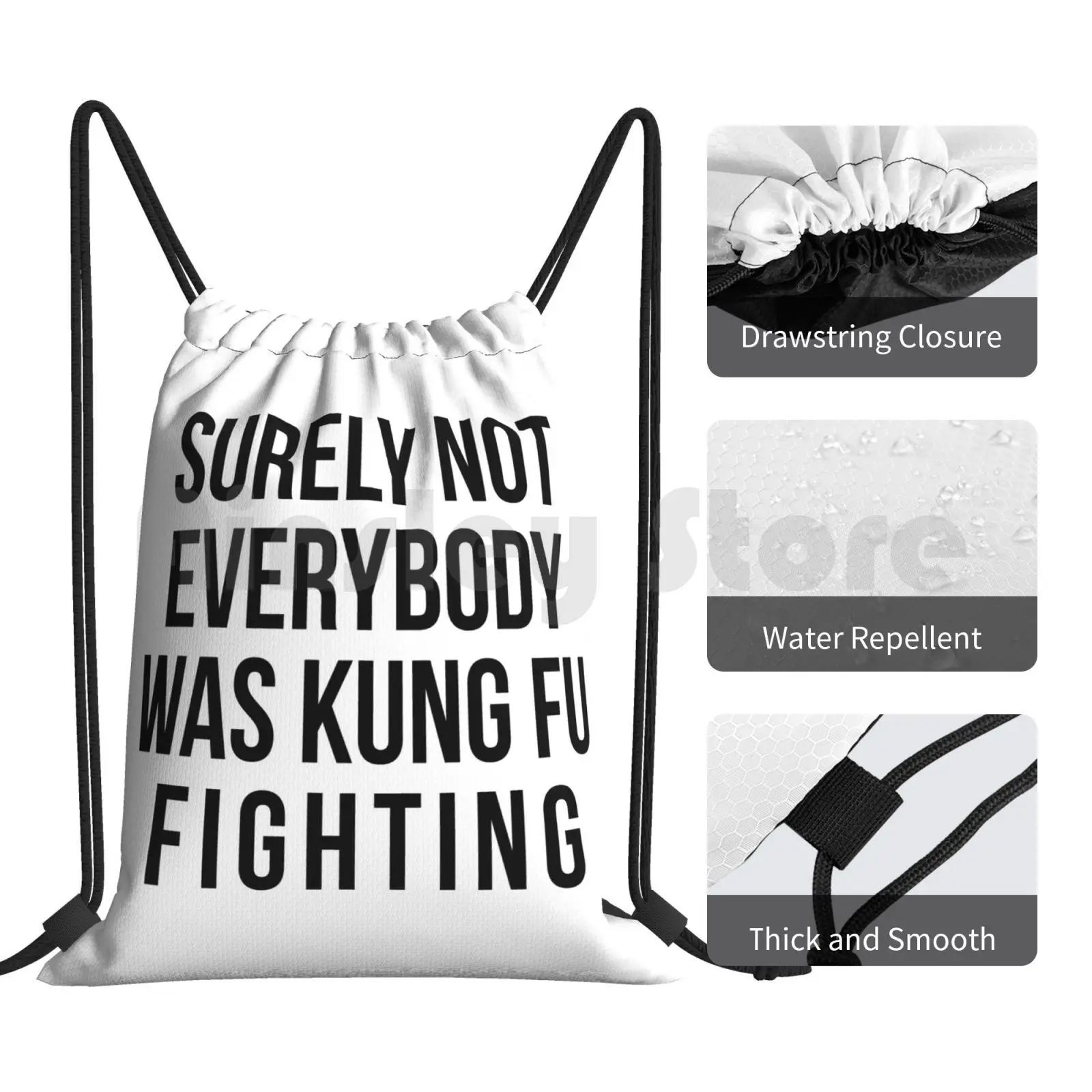 Surely Not Everybody Was Kung Fu Fighting Backpack Drawstring Bag Riding Climbing Gym Bag Surely Not Everyone Kung Fu