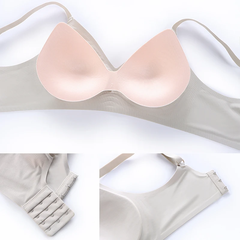 New Soft Support Strips Skin-friendly Underwear Comfortable Close-Fitting No Steel Ring Gathered Up Beautiful Back Latex Cup Bra