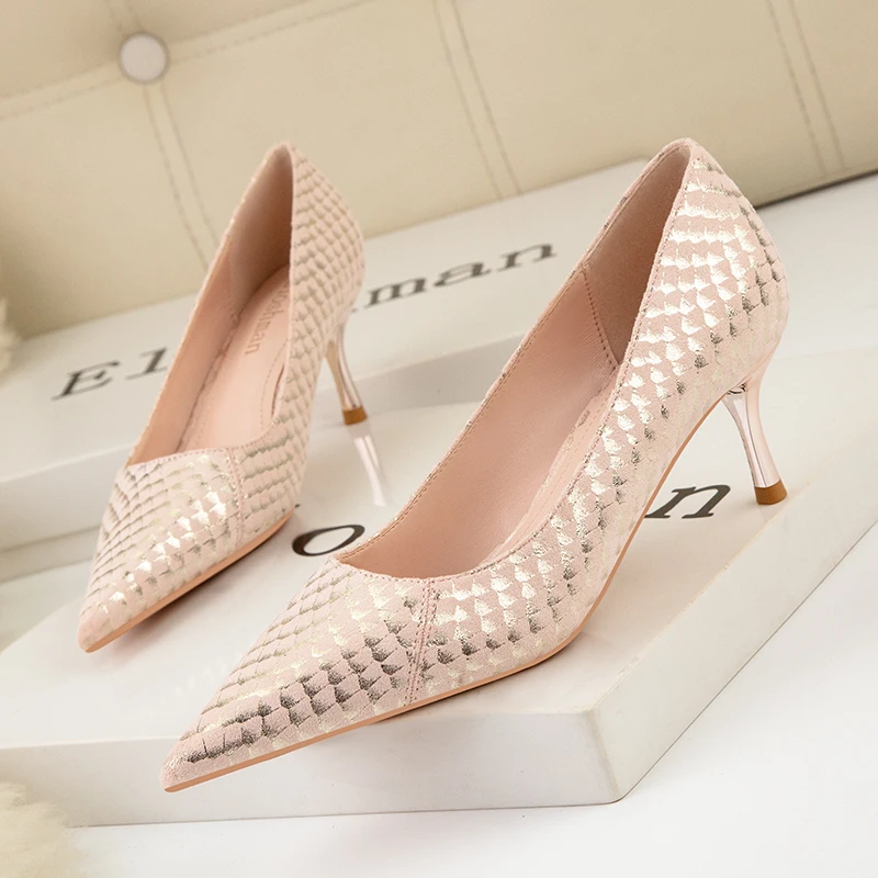 

2022 Elegant Sexy Nightclub Women Pumps Lady Weave Stiletto Escarpins 6cm High Heels Fetish Wedding Bridal Stripper Gold Shoes