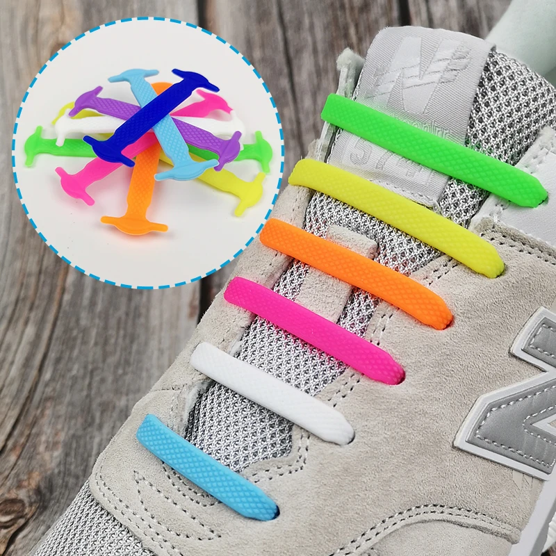 

14Pcs/Set Silicone Elastic Shoelaces Special No Tie Shoelace Lacing Adult Sneakers Quick Shoe Lace Rubber Zapatillas