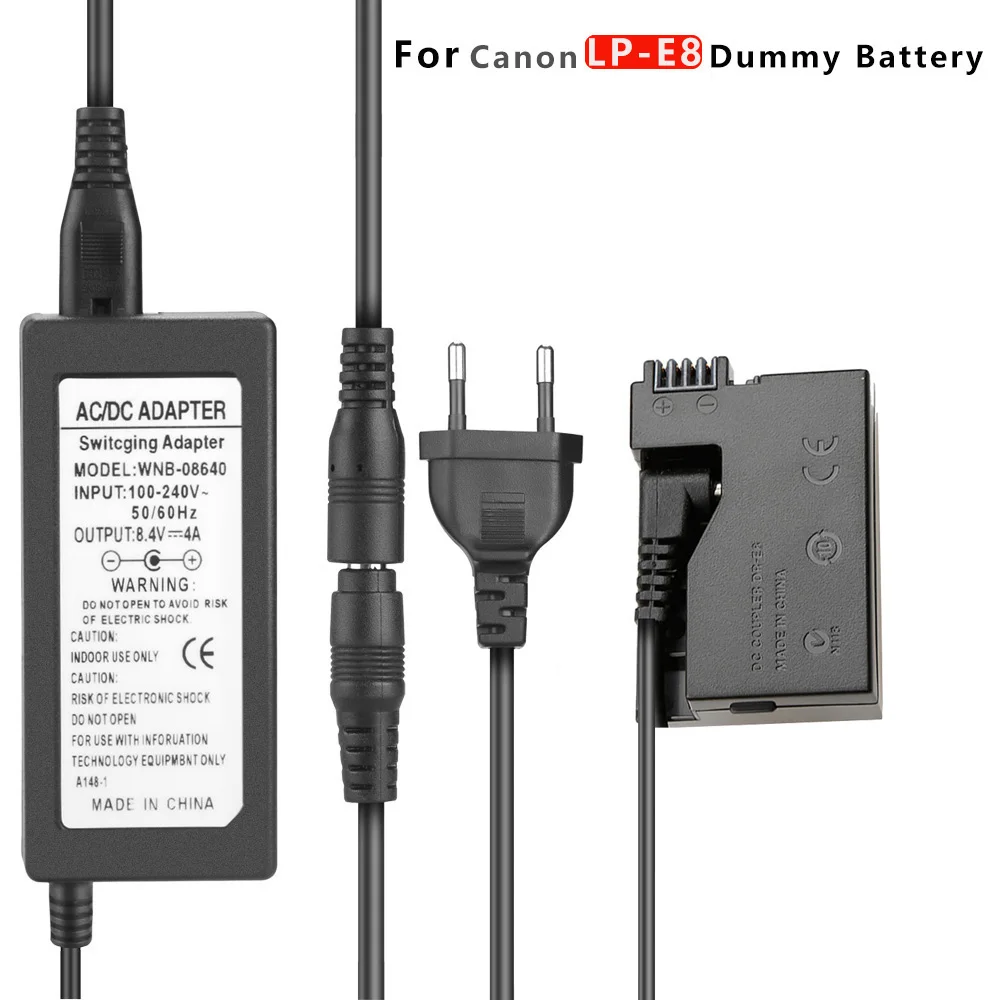LP-E8 DR-E8 LP E8 Dummy Battery Coupler Kit  for Canon EOS Rebel T5i T4i T3i T2i Kiss X7 X6 X5 X4 700D 650D 600D 550D Cameras