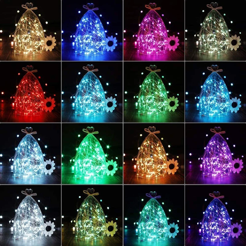 5m 10m 20m Usb Colorful Synchronous Light String Remote Control 16 Color Two-wire Colorful Synchronous Christmas Light string