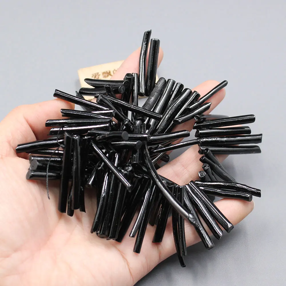 APDGG Natural 2-5x37-39mm Top Drilled Black Coral Double Stick Points Crown Crystal Beads