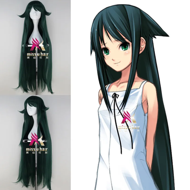 

Japanese Game SaYa No Uta women Saya cosplay wig Saya role play long green hair wig costumes + Wig Cap