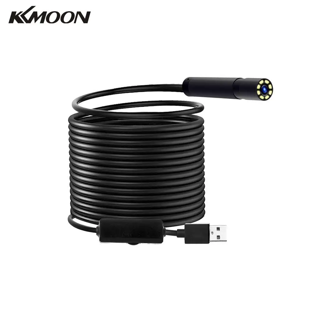 KKMOON 2/5/10m  IP67 Waterproof USB Endoscope 1280*720 HD Industrial Borescope Inspection Camera Built-in 8pcs LEDs 8mm Lens