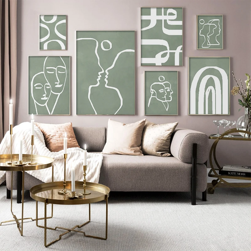 Abstract Line Drawing Pictures Home Decor Nordic Canvas Painting Wall Art Figure Love Posters and Print for Living Room Aisle