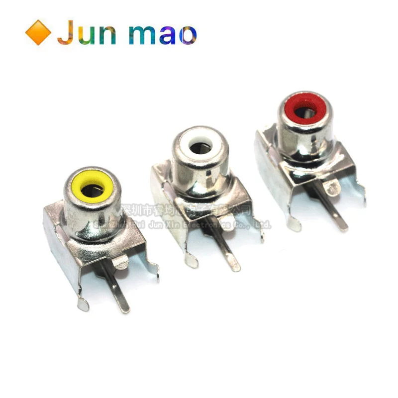 10pcs / Batch RCA Metal Base AV-103B Red White Yellow AV-8.4-3 Single Hole Lotus Connector RCA Lotus Socket Connector