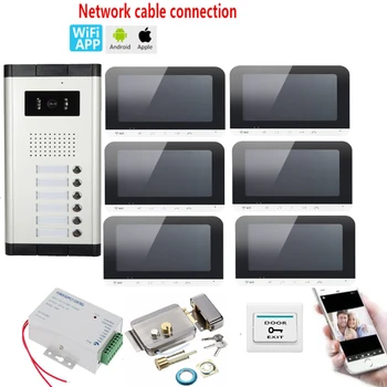 Tuya Wifi 7 Inch Appartement Gebouw Video Deur Telefoon Intercom Systeem 2 Tot 6 Eenheden Bedraad Video Intercom Deurbel