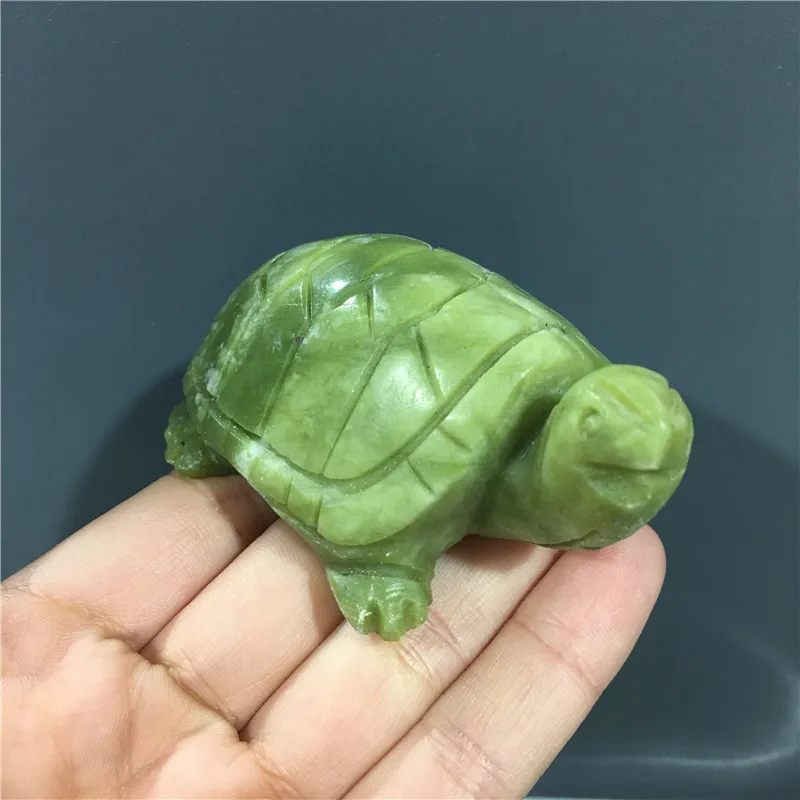 Crystals healing stones minerals hand carved natural green jade tortoise sculpture for gift