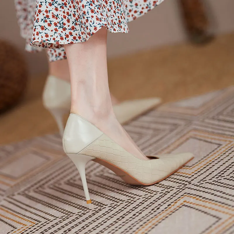 2022 New Fashion High Heels Women Pumps Thin Heel Classic Black Beige Sexy Ladies Wedding Pumps Zapatos De Mujer