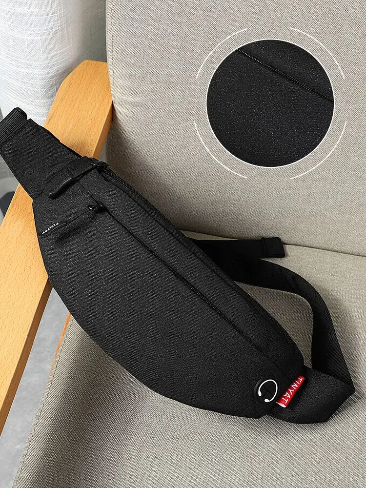 TINYAT Men Waist Bag Pack Purse Casual Large Phone Belt Bag Pouch Women's Canvas Travel Phone Bag Fanny Banana Bag Hip 4 Pockets — zdjęcie 2