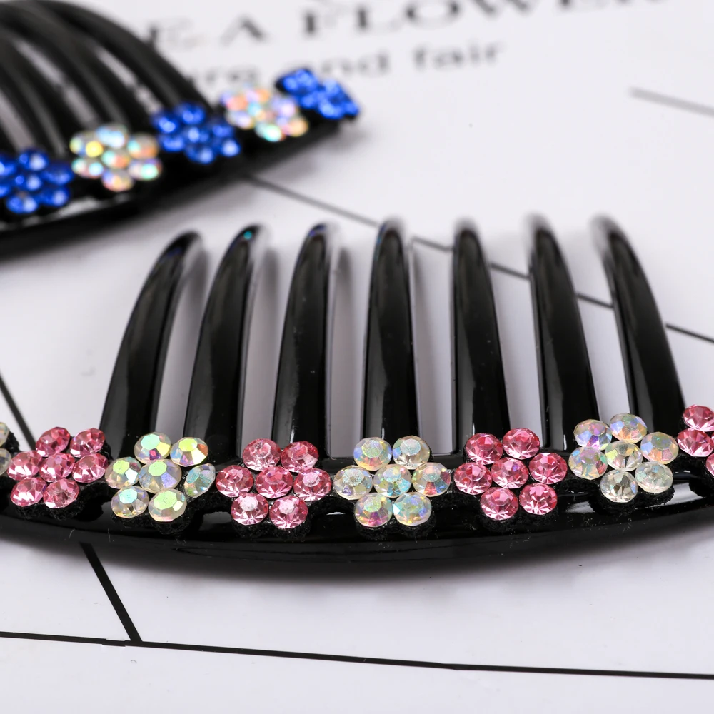 Crystal Rhinestones Flower Hair Combs Clip Vintage Hairpins Bridal Wedding Headdress Women Hair Accessories Disk Headwear