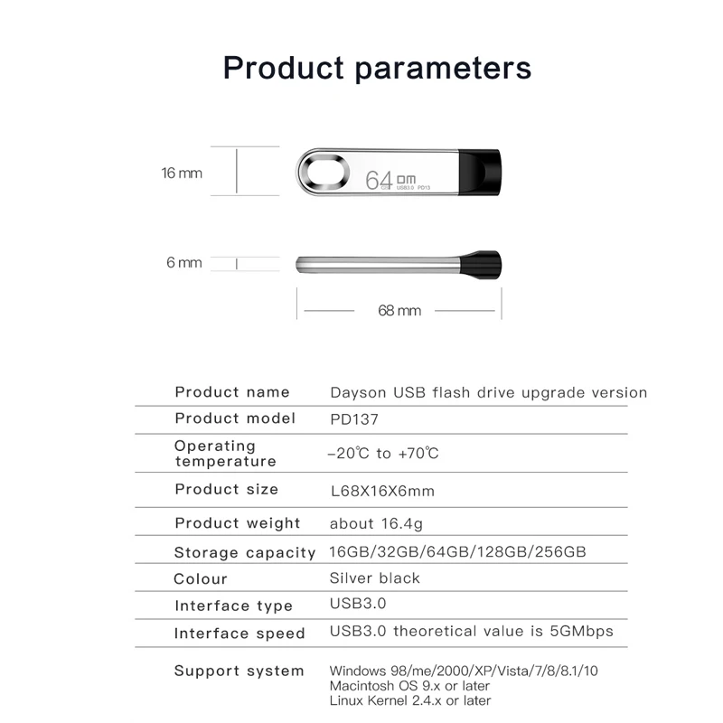 DM USB Flash Drive 128GB Metal Pendrive USB 3.0 Memory Stick 64GB pen Drive Real Capacity 32GB USB stick 512gb usb disk 256gb