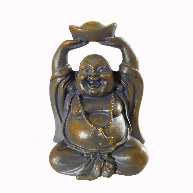 Stone Color Laughing Buddha Statues Ornaments Wealth Money Maitreya Buddha Sculpture Figurines Home Zen Garden Decoration
