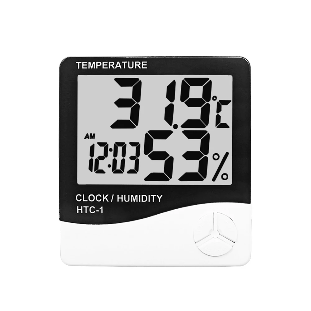 Home Indoor Digital LCD Electronic Temperature Humidity Meter Thermometer Hygrometer Weather Station Alarm Clock HTC-1 / HTC-8