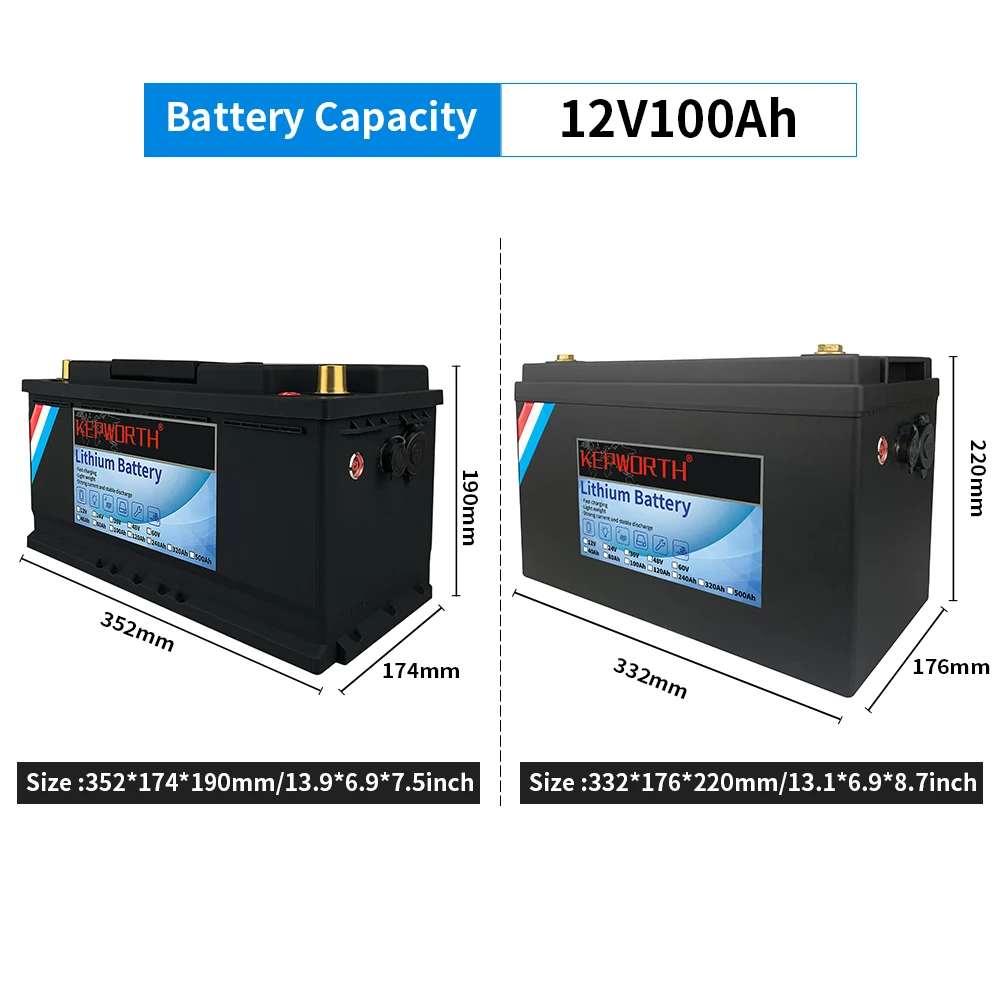 New 12V 50 100 120 135 180 200 300 400Ah LiFePO4 Battery Pack With Upgraded BMS Lithium Power Golf Cart RV Campers Off-Road