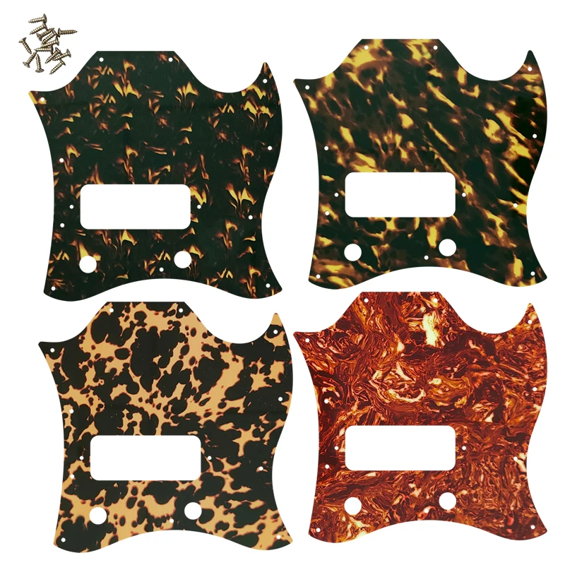 Xinyue Guitar Parts - For Gib Standard SG Full Face Guitar Pickguard Route Bridge P90 Humbuckers Scratch Plate Flame Pattern