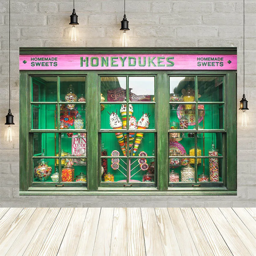 

Avezano Photography Backdrops Green Wood Windows Sweet Honeydukes Shop Baby Shower Portrait Background Photo Studio Photophone