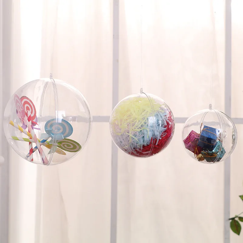 Christmas Decoration Ball Transparent Openable Plastic Clear Ornament Present Box 3cm 4cm 5cm 6cm 7cm 8cm 10cm 12cm 14cm 16cm