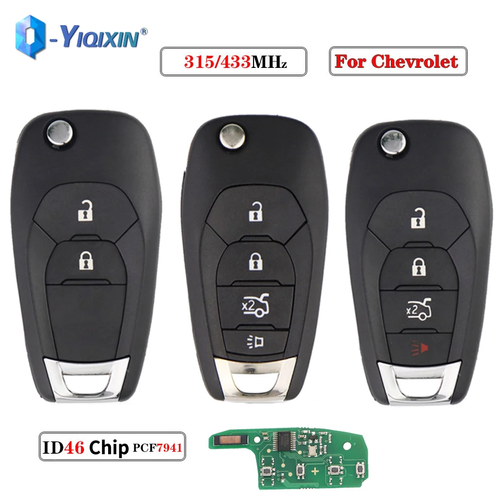 YIQIXIN 315/433MHZ Flip Remote Car Key For Chevrolet Cruze Avo Trailblaze Malibu 2015+ Onix Cobalt Prisma Spin S-10 ID46 Chip